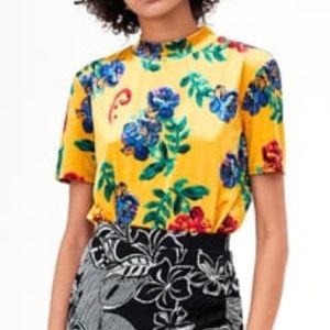Zara Velvet Mock Neck Top